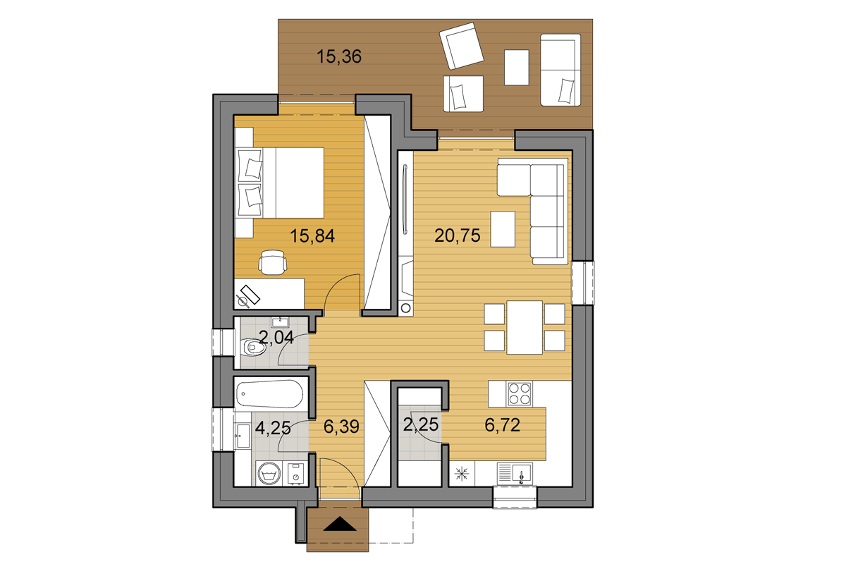 Projekt domu O58 - Půdorys